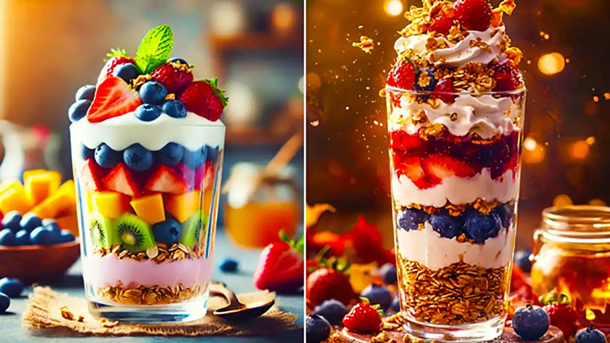 پارفه ماست و میوه فصل