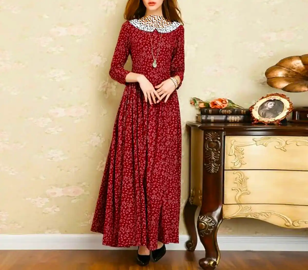 پیراهن نخی و کلاسیک دخترانه