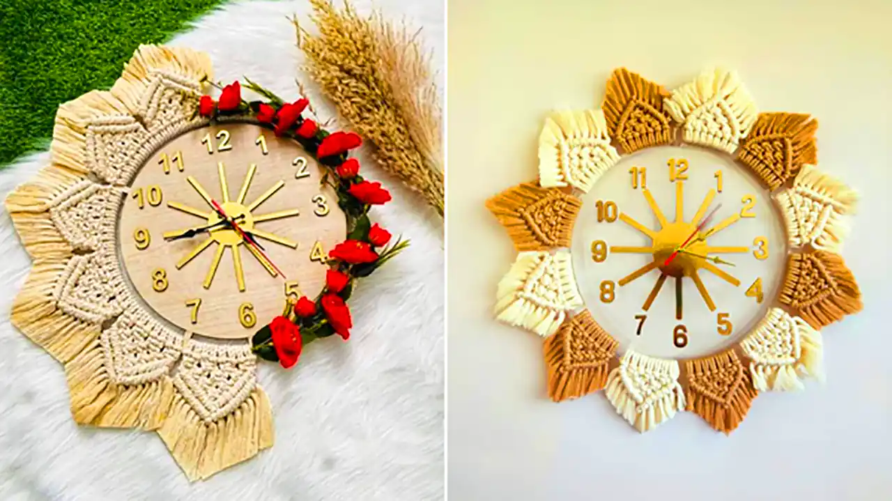 ساعت دیواری مکرومه