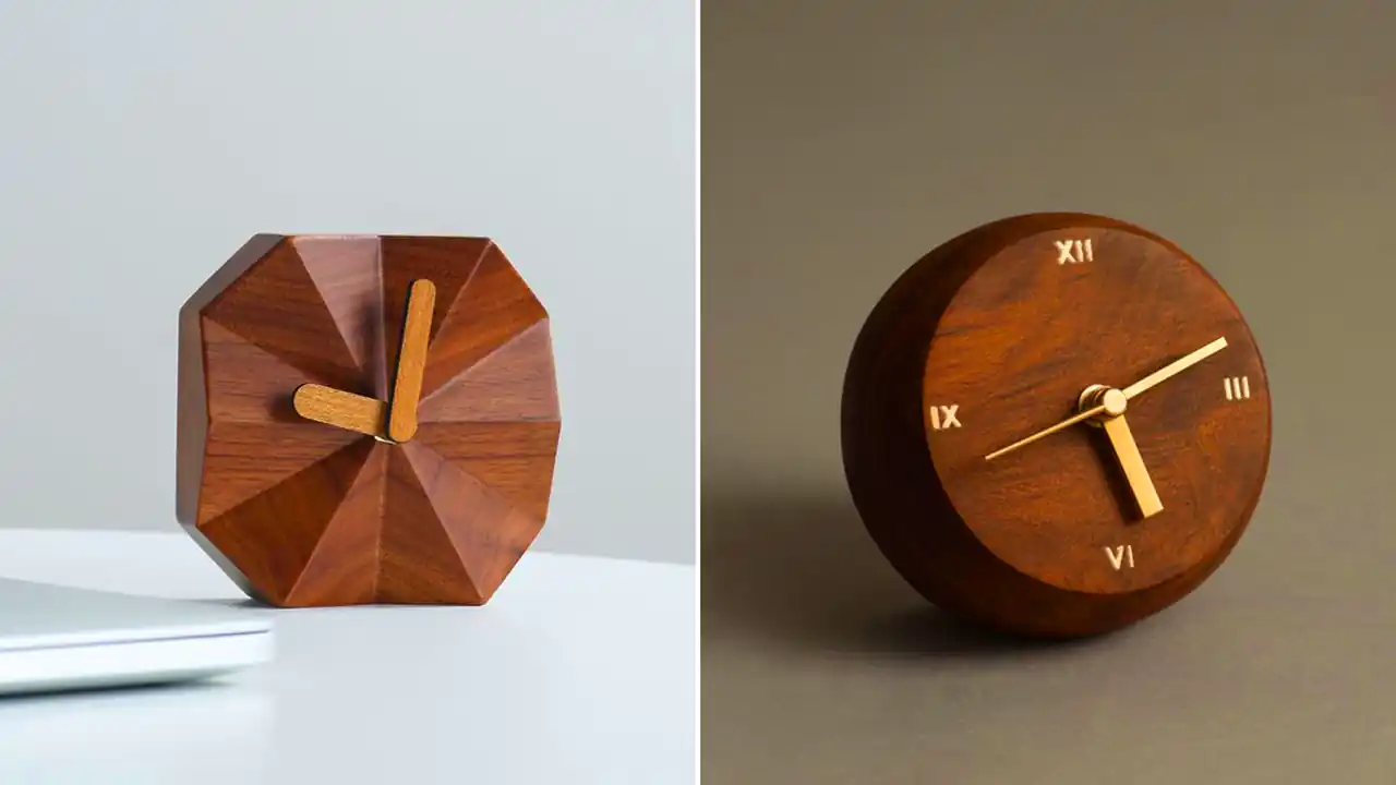 ساعت دستساز چوبی رومیزی