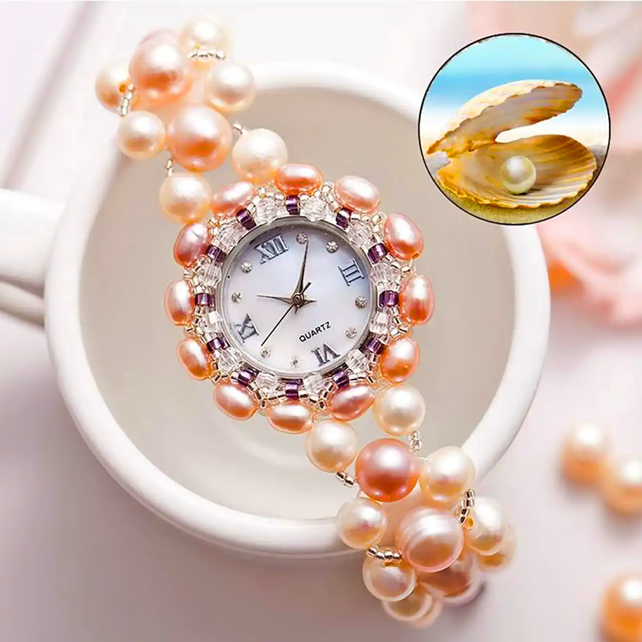 ساعت مچی زنانه لوکس مرواریدی