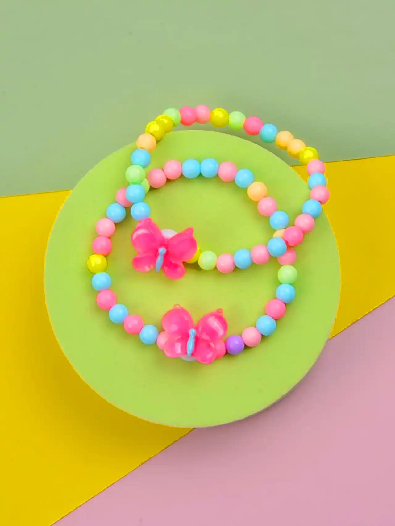 ست گردنبند و دستبند مرواریدی صورتی