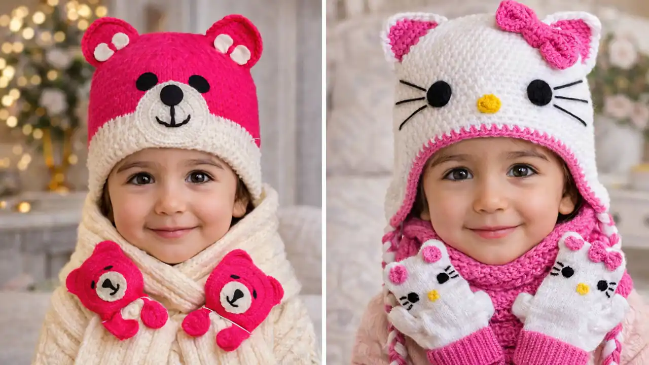 شال و کلاه برای دختر بچه ها