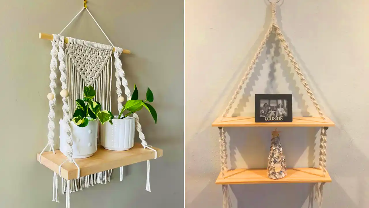 شلف آویز طنابی مکرومه