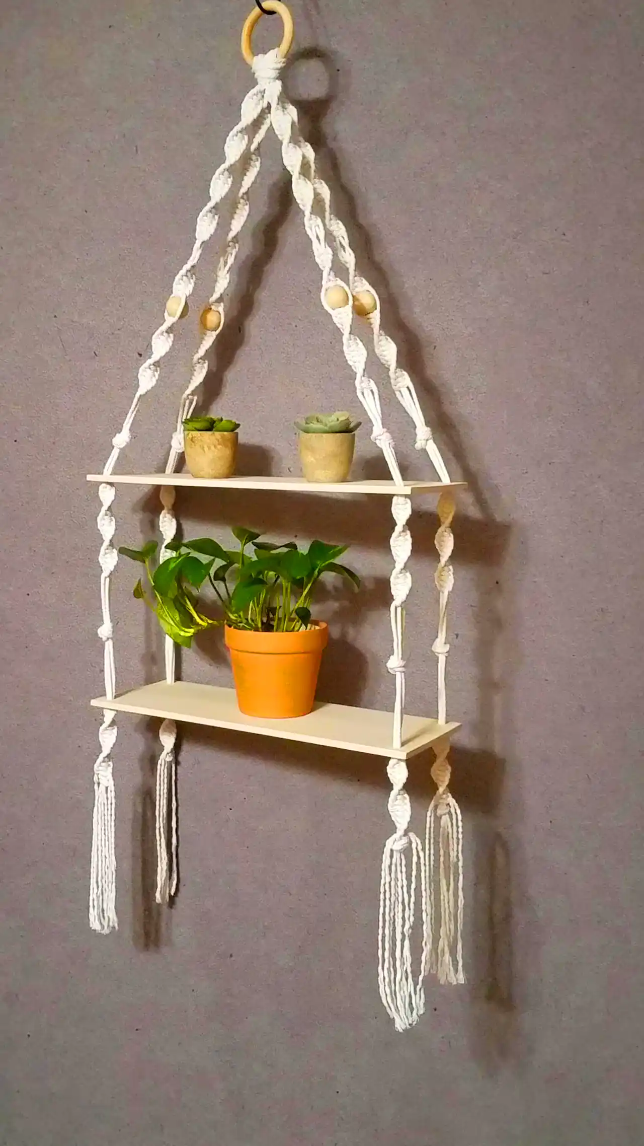 شلف آویز طنابی مکرومه