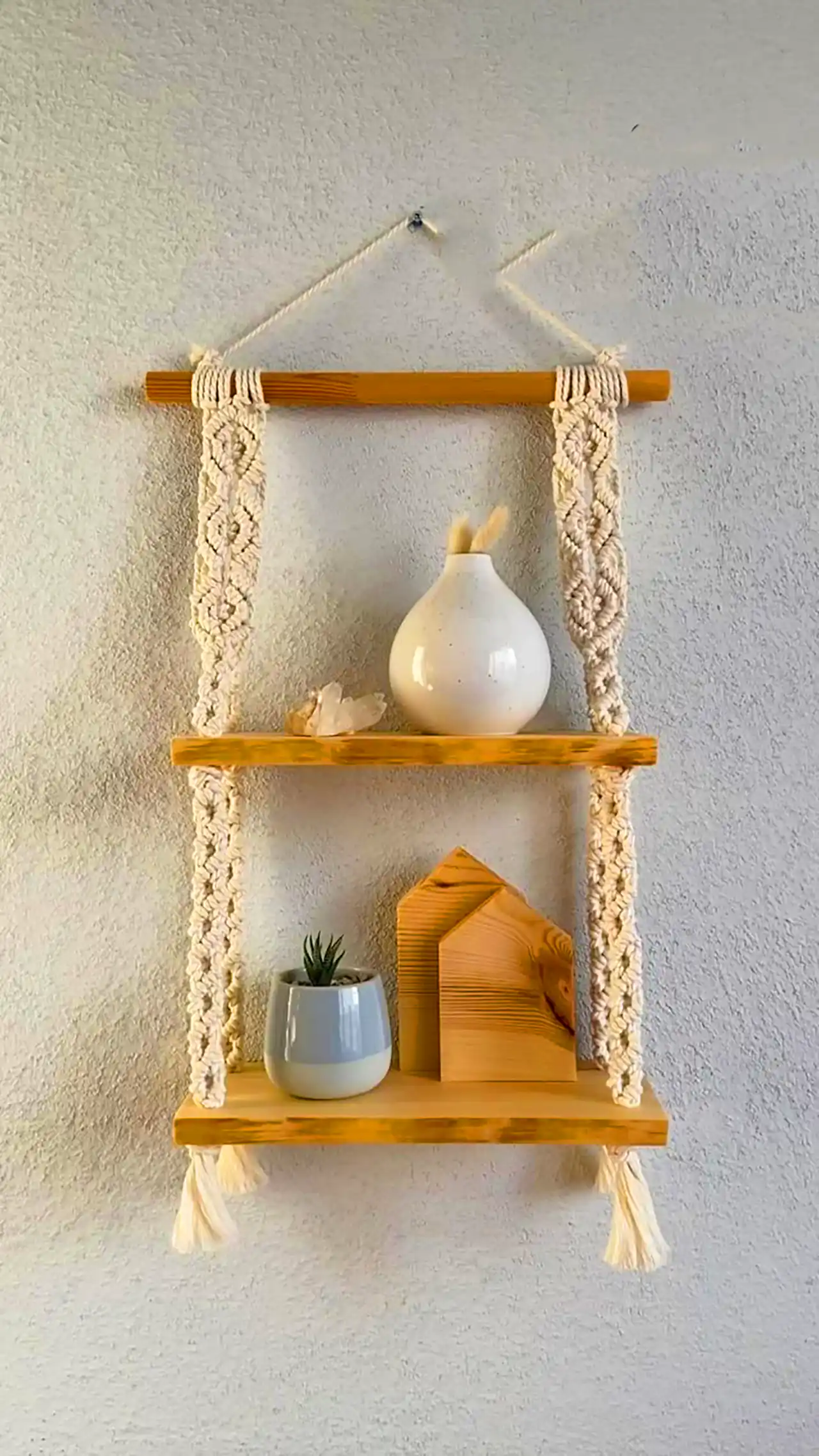 شلف آویز طنابی مکرومه