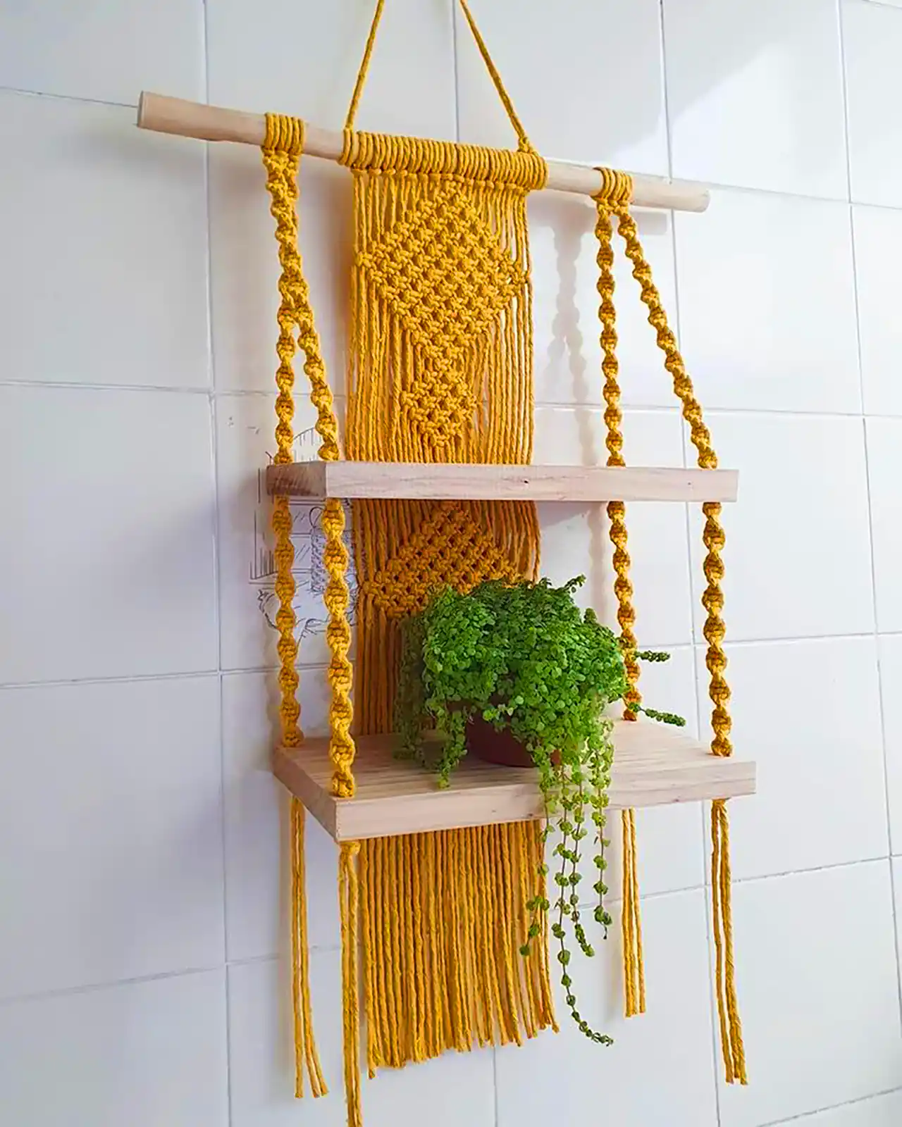 شلف آویز طنابی مکرومه