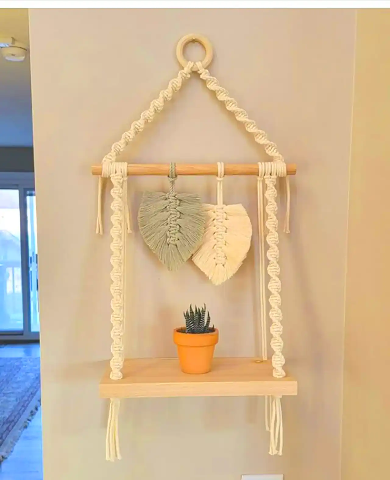 شلف آویز طنابی مکرومه