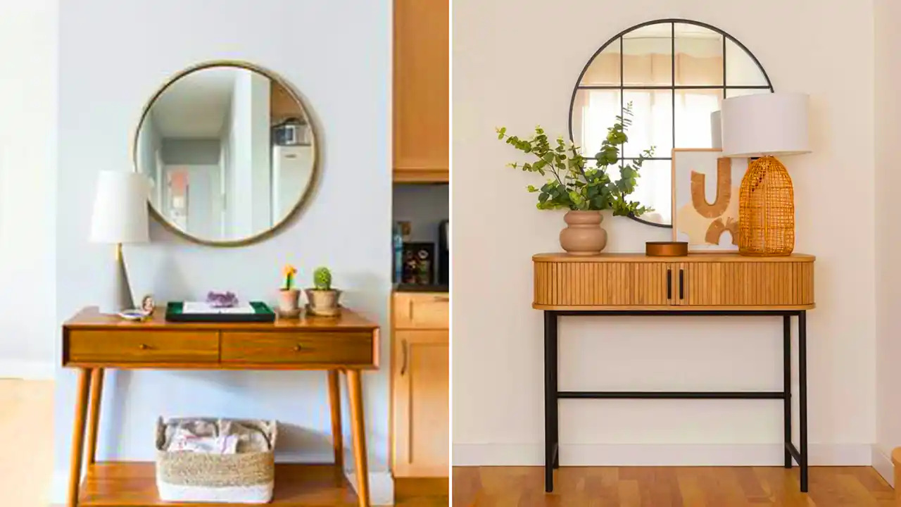 ست آینه و کنسول مدرن چوبی 