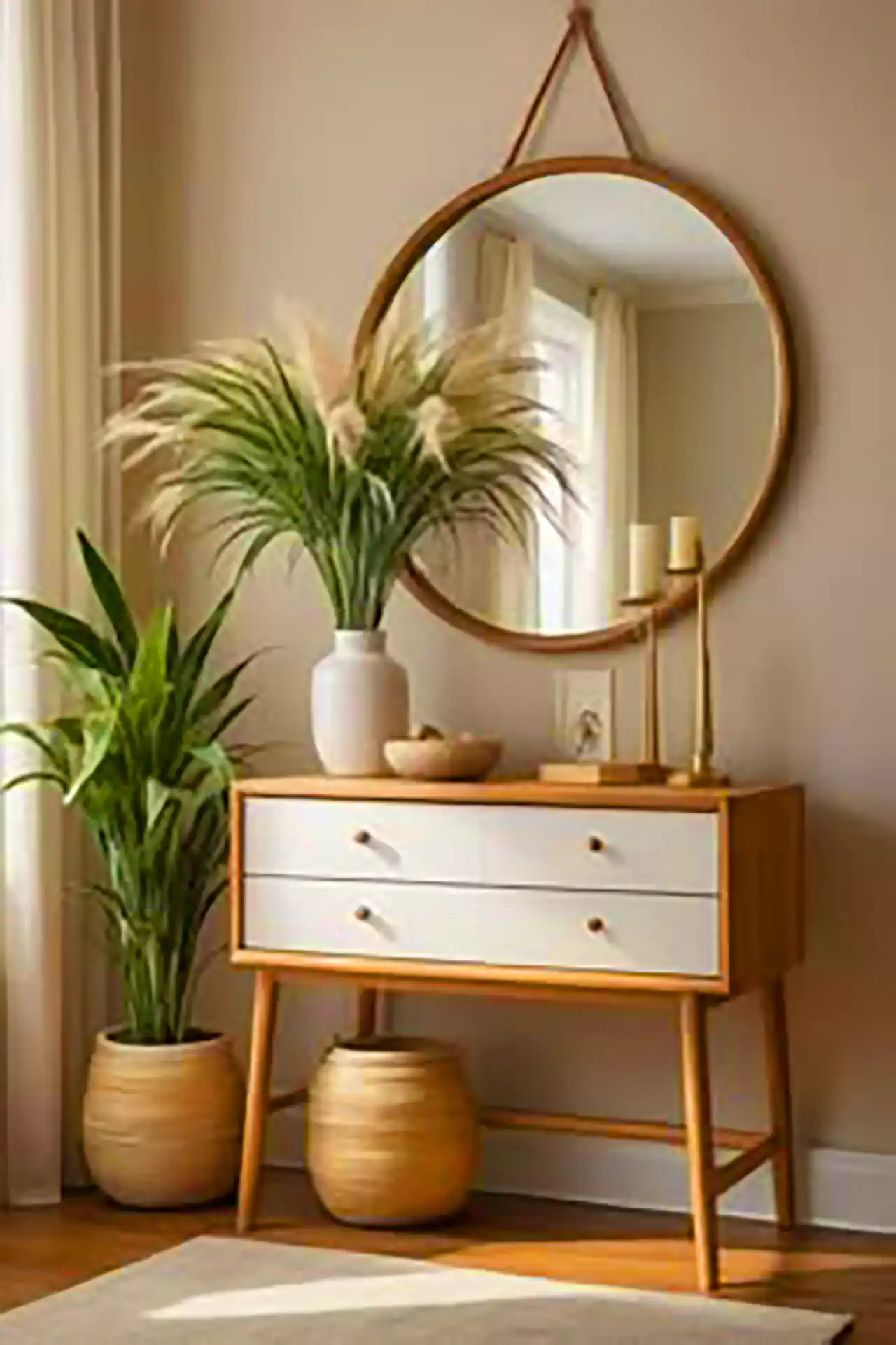 ست آینه و کنسول مدرن چوبی 