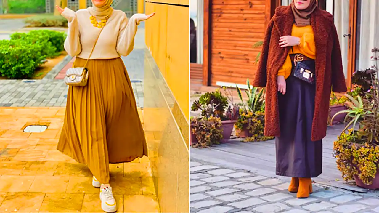 استایل شیک با دامن پشمی