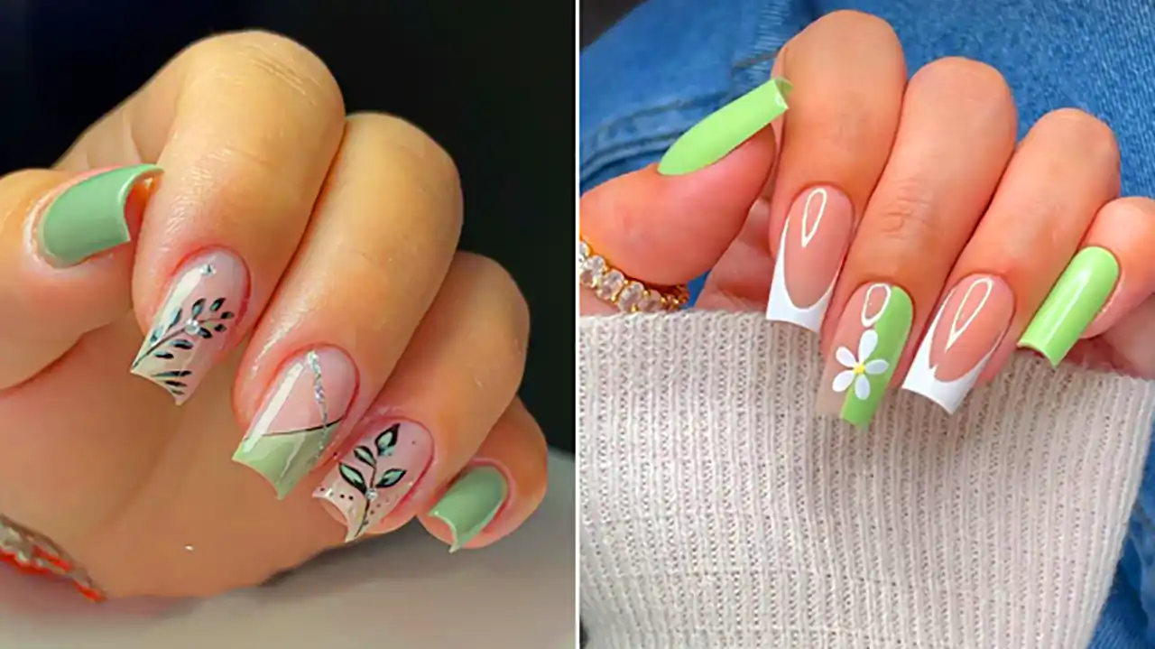 طرح ناخنن سبز خوشرنگ ماچا