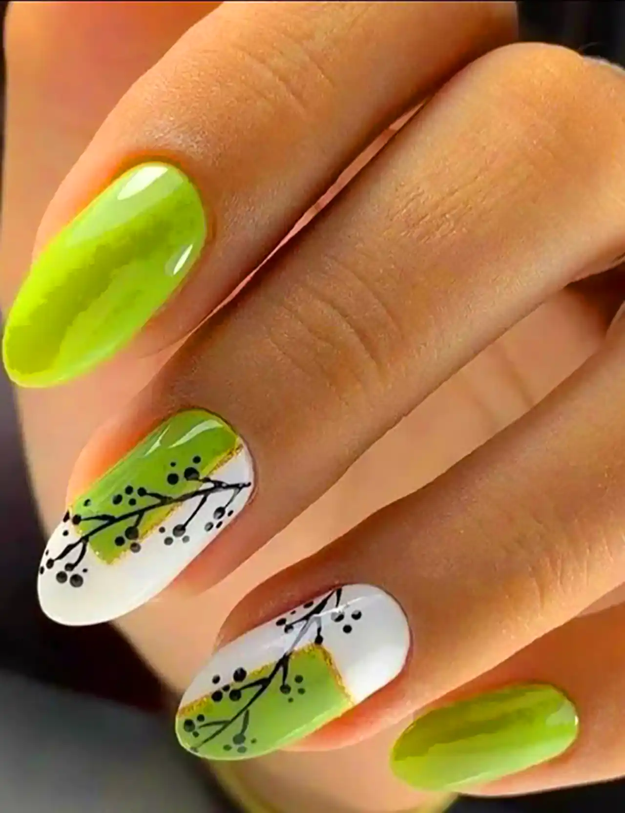 طرح ناخنن سبز خوشرنگ ماچا