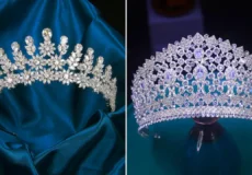 تاج عروس نقره ای کریستالی