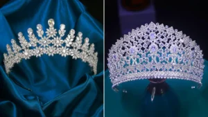 تاج عروس نقره ای کریستالی