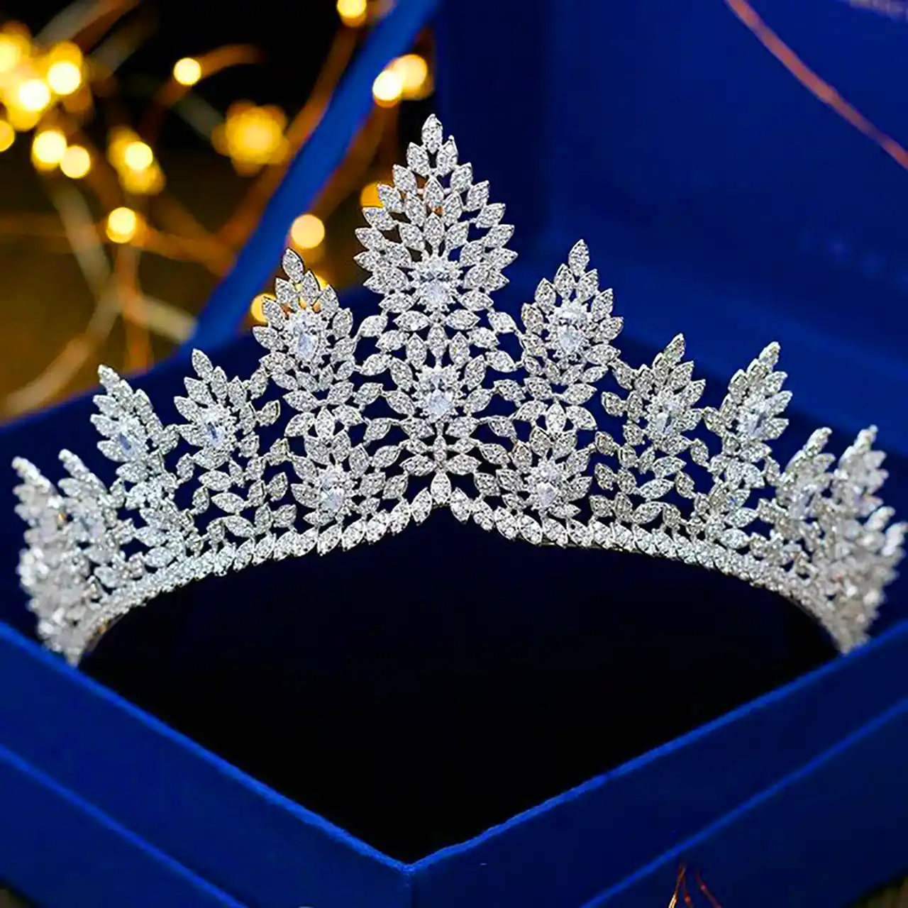 تاج عروس نقره ای کریستالی