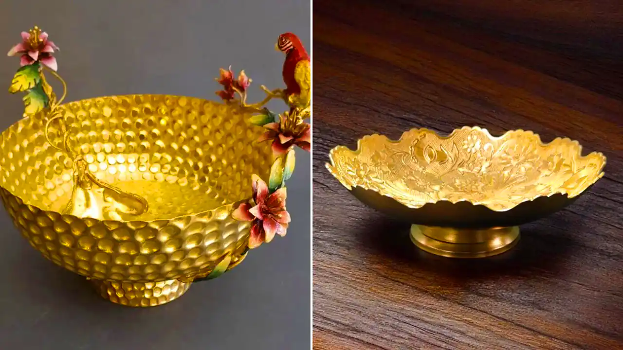 ظرف تزئینی طلائی دستساز
