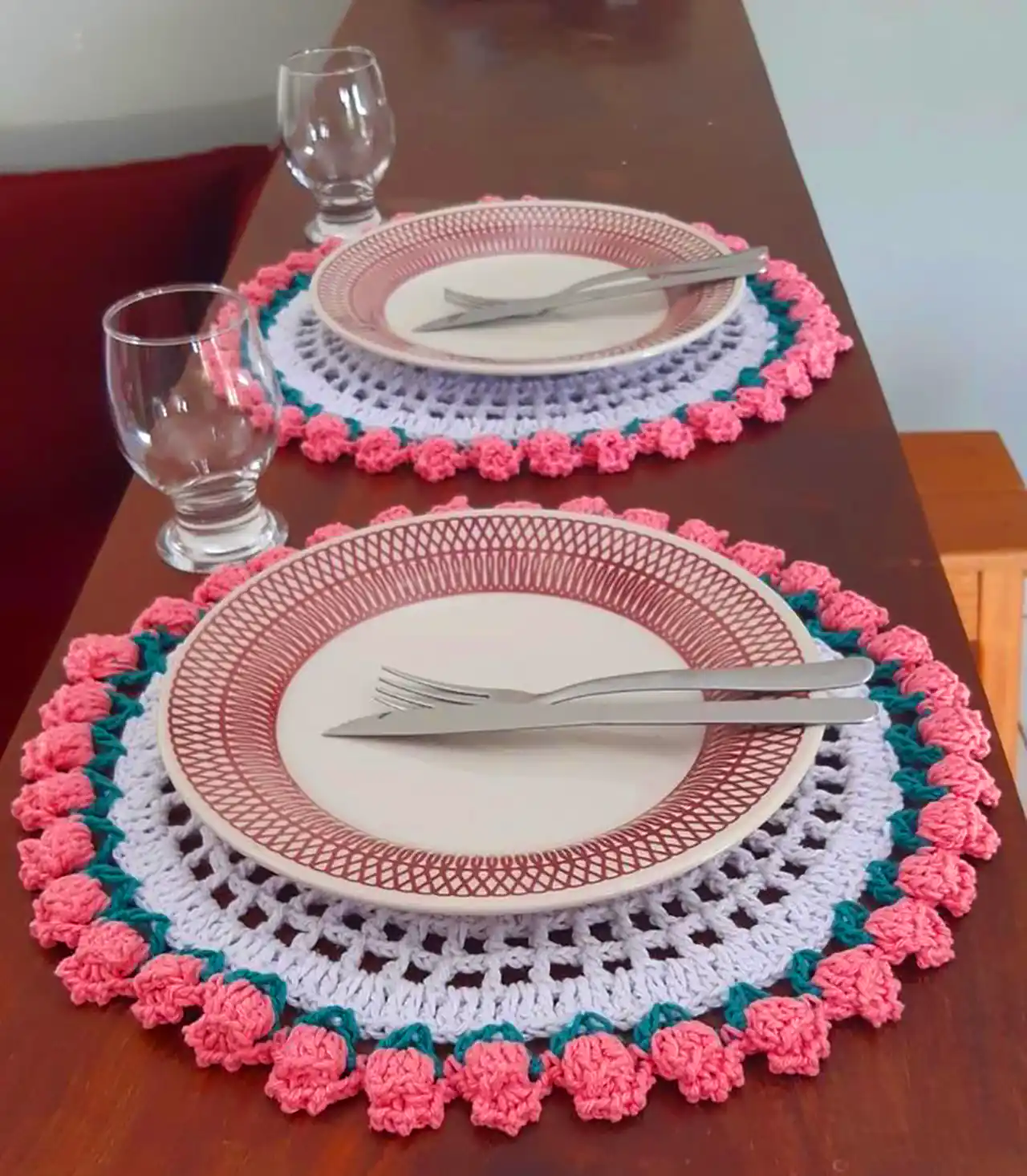 زیربشقابی قلاب بافی شیک